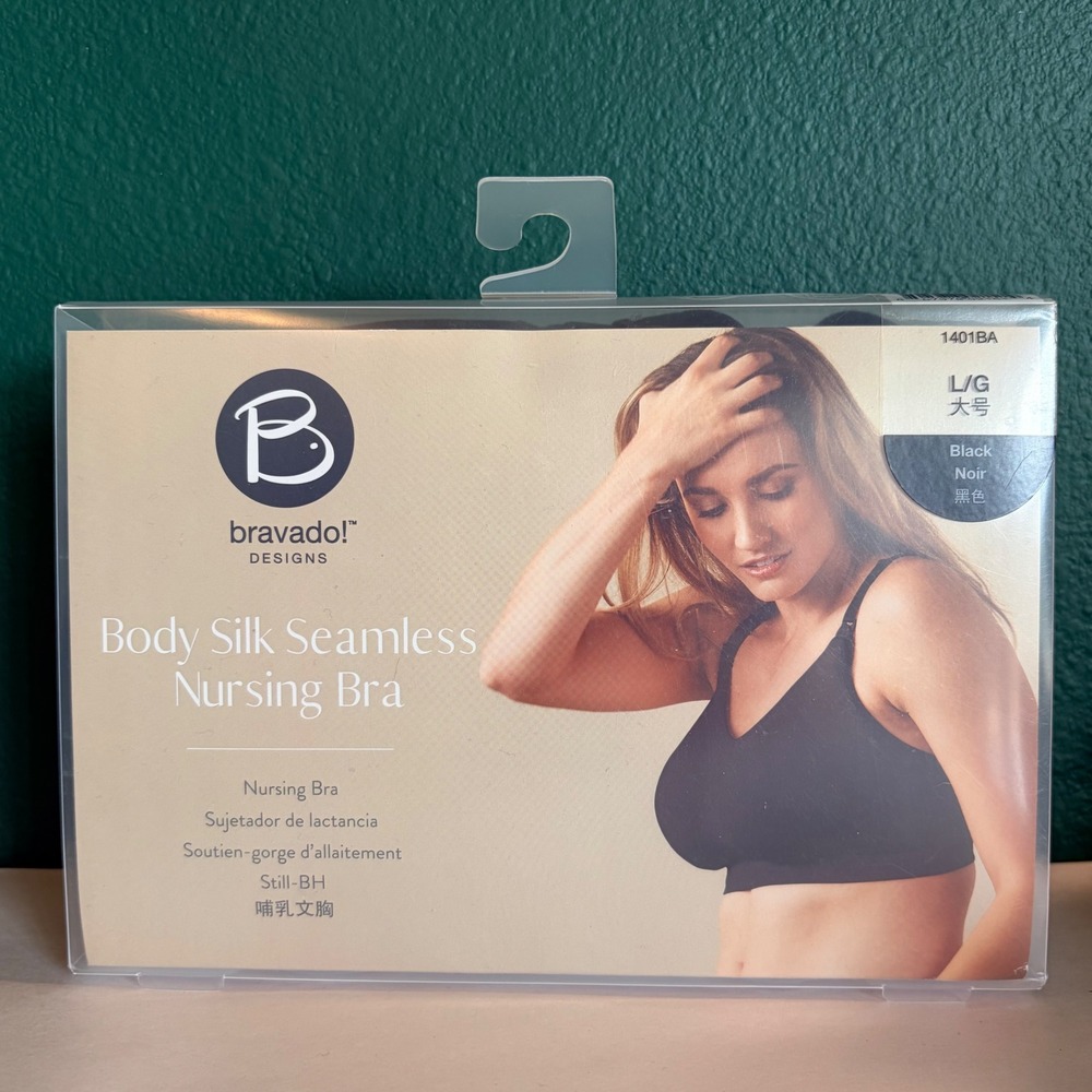 Bravado Black Body Silk Seamless Wireless Maternity Nursing Bra Large NEW NWT